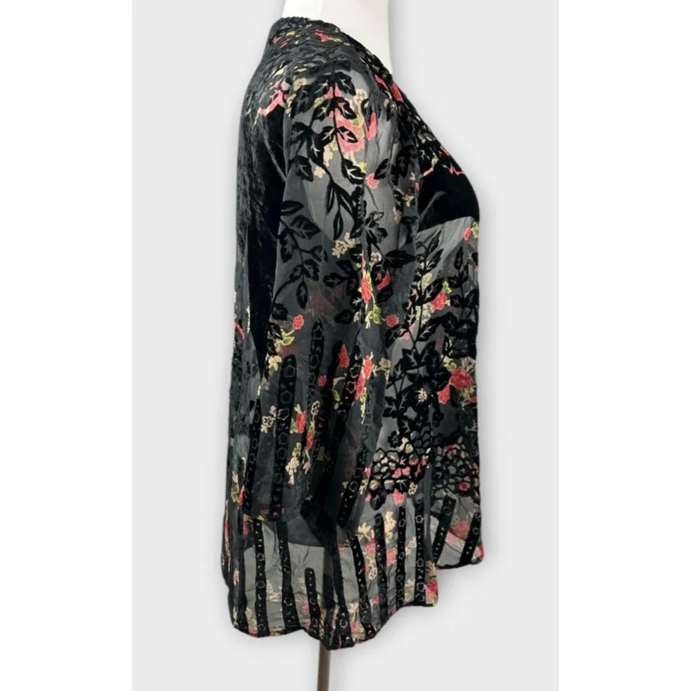Urban Outfitters Kimono One Size Black Velvet Burnout Whimsigoth Fairy Shawl - Picture 8 of 14